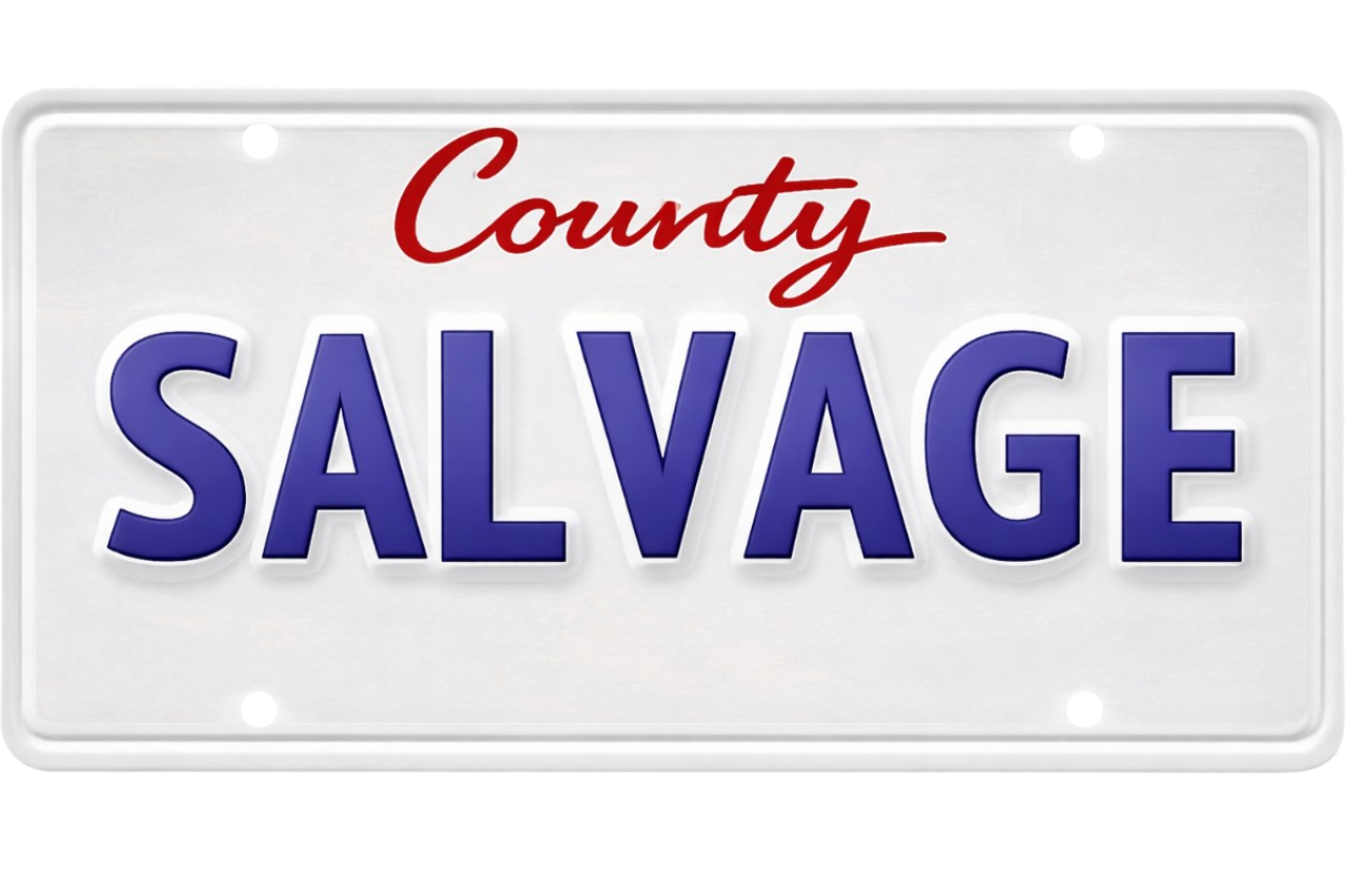 Salvage County vehicle license plate